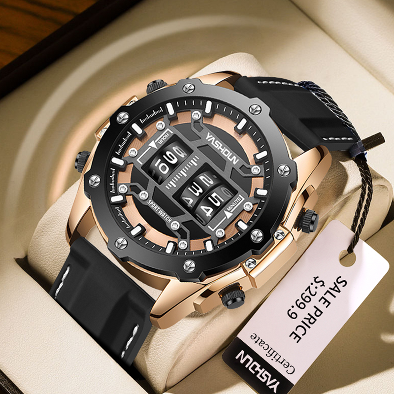 Leather Watch Band Men - Creative Watche Digital Quartz Watch Men