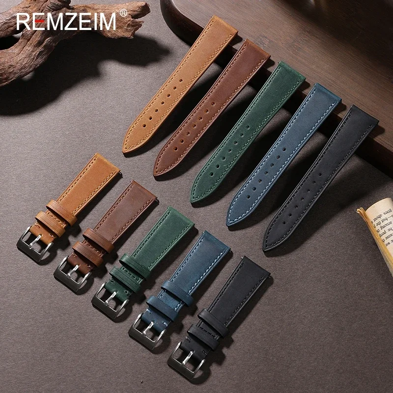 Suede Strap Watch - Crazy Horse Quick Release Leather Watch
