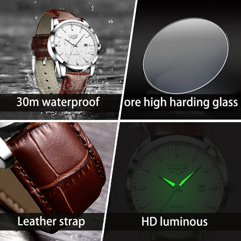 LIGE Man Watch Fashion Leather - огляд і ціна Leather Watch Band Men