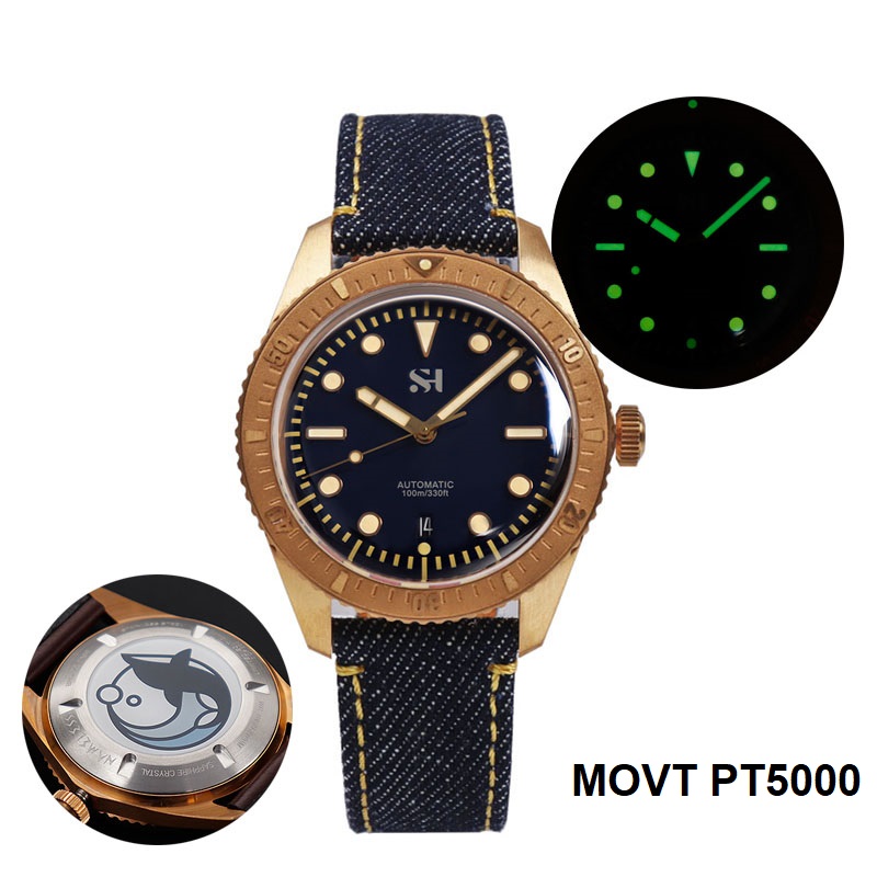 42mm Bronze Mens Watch Mechani - огляд і ціна Canvas Strap Watch