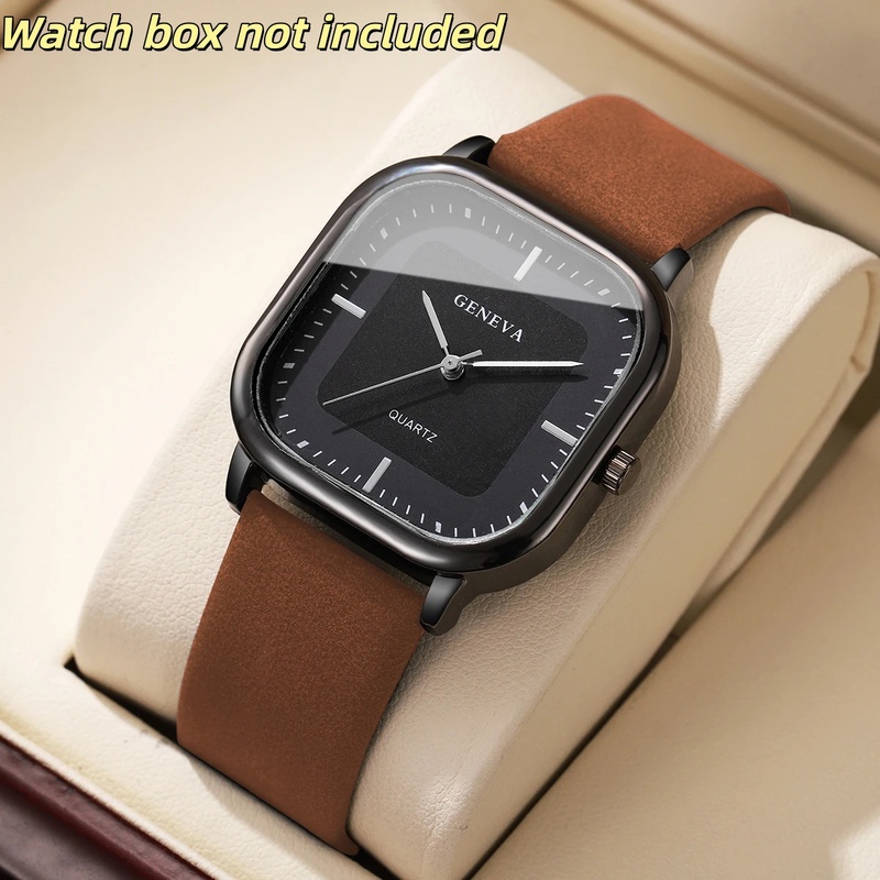 Fashionable Classic Square Dia - огляд і ціна Leather Watch Band Men